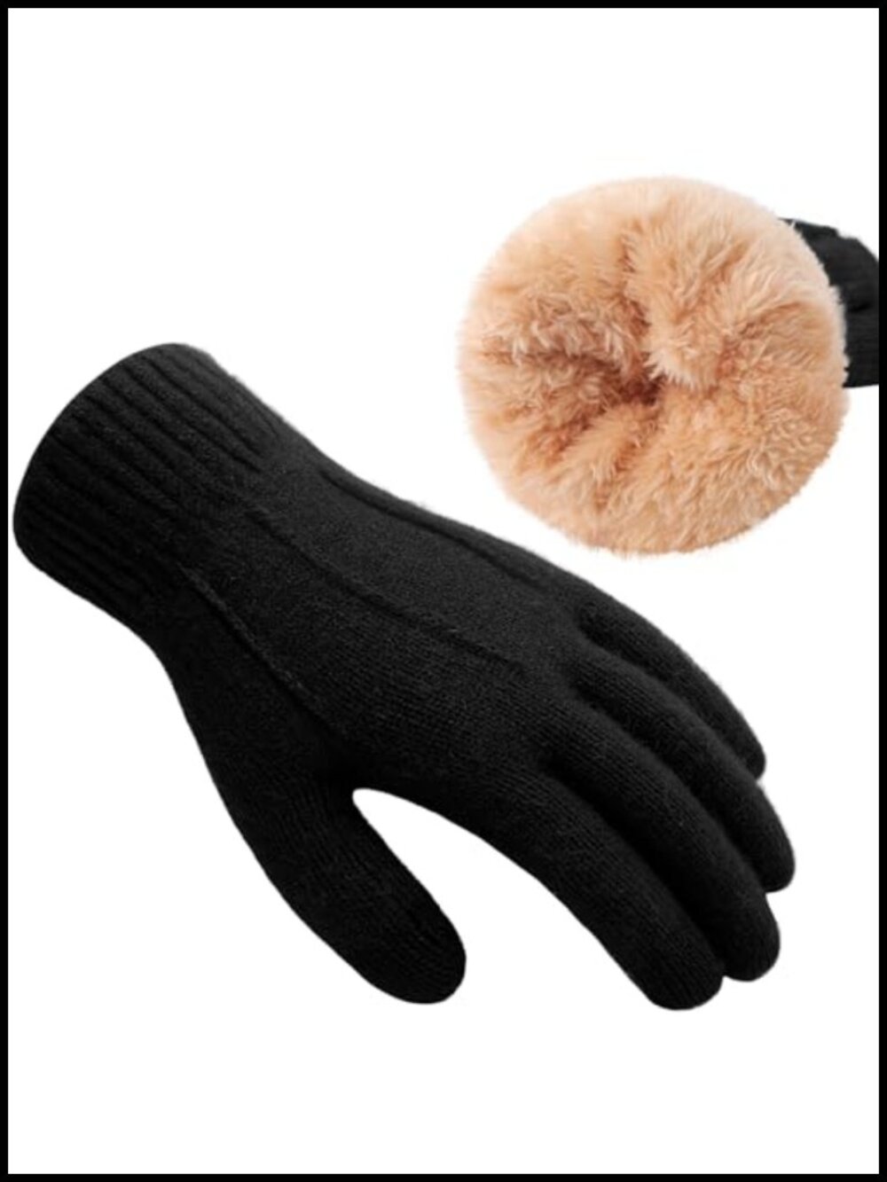 Knit Thermal Touchscreen Winter Gloves Acrylic Blend Fleece Lined Stretchy